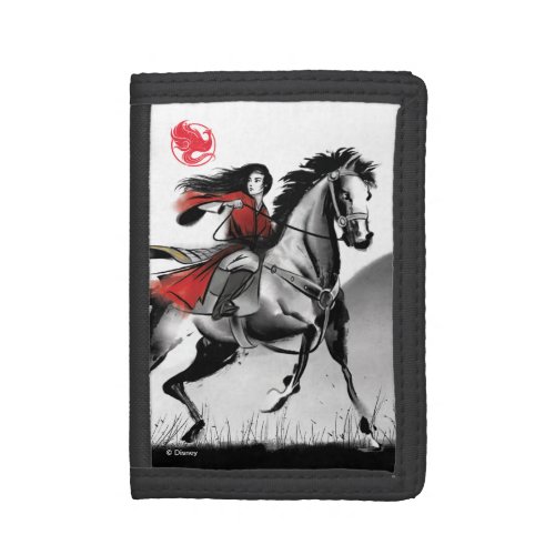 Mulan Riding Black Wind Framed Watercolor Trifold Wallet