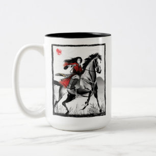 Mulan Riding Black Wind Framed Watercolor Two-Tone Coffee Mug
