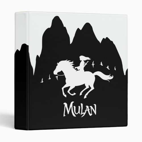 Mulan Riding Black Wind Past Mountains Silhouette 3 Ring Binder