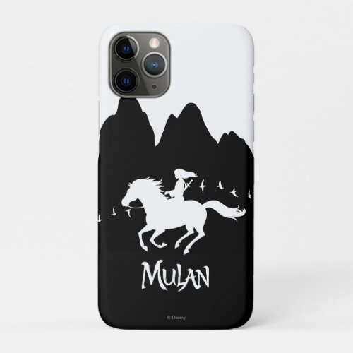 Mulan Riding Black Wind Past Mountains Silhouette iPhone 11 Pro Case