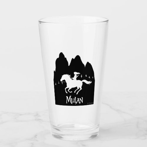 Mulan Riding Black Wind Past Mountains Silhouette Glass