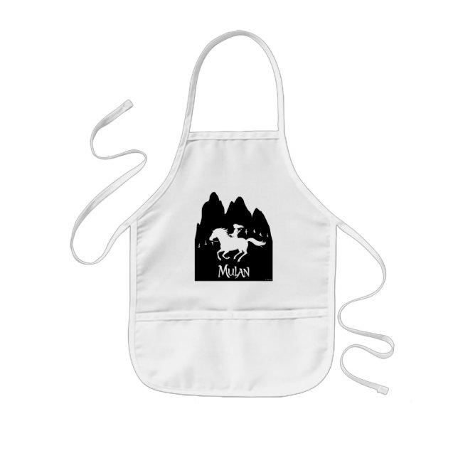 Mulan Riding Black Wind Past Mountains Silhouette Kids' Apron (Front)