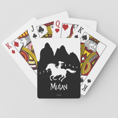 Mulan Riding Black Wind Past Mountains Silhouette Playing Cards