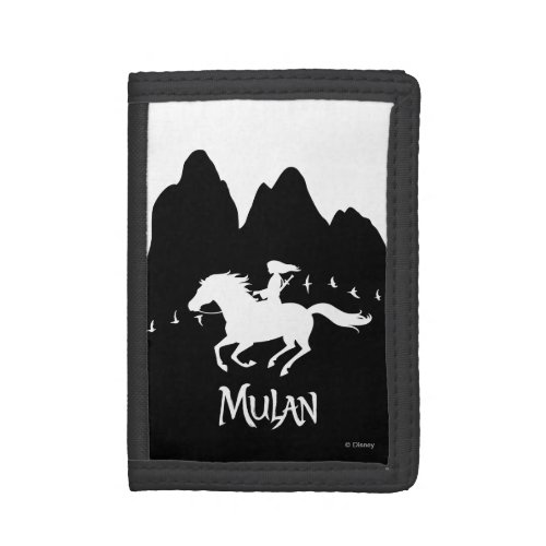 Mulan Riding Black Wind Past Mountains Silhouette Trifold Wallet