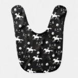 Mulan Riding Black Wind Silhouette Pattern Baby Bib