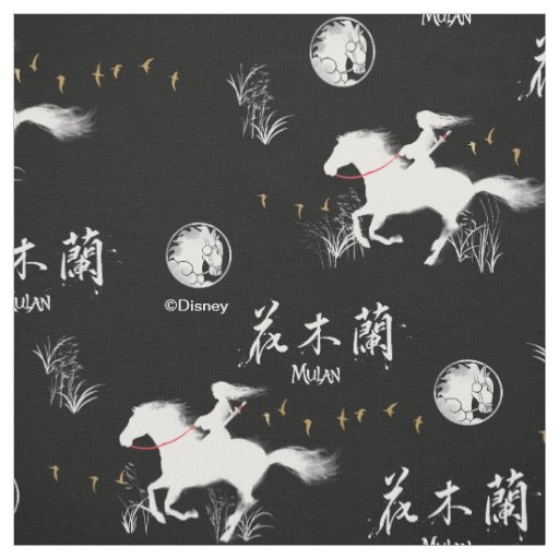 Mulan Riding Black Wind Silhouette Pattern Fabric
