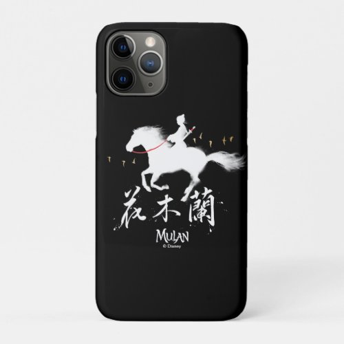 Mulan Riding Black Wind Silhouette Watercolor iPhone 11 Pro Case