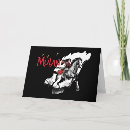 Mulan Riding Black Wind Watercolor Brush Art Card
