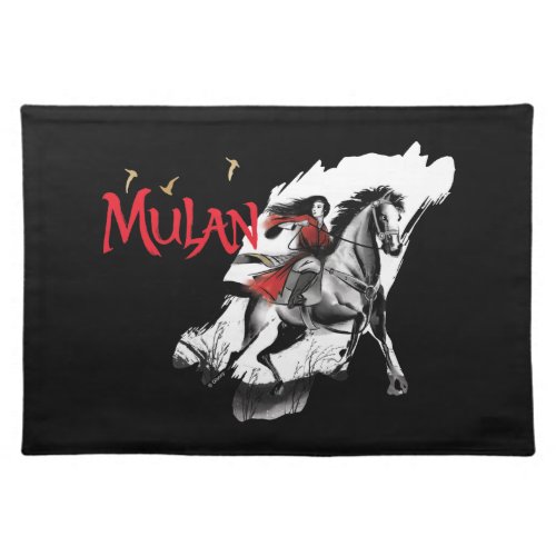 Mulan Riding Black Wind Watercolor Brush Art Cloth Placemat