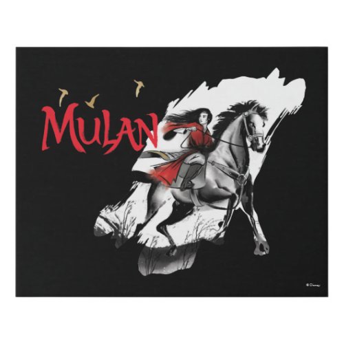 Mulan Riding Black Wind Watercolor Brush Art Faux Canvas Print