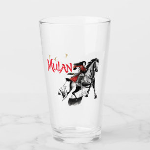 Mulan Riding Black Wind Watercolor Brush Art Glass