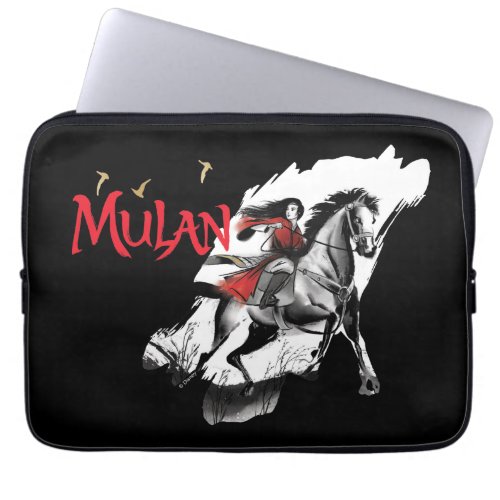 Mulan Riding Black Wind Watercolor Brush Art Laptop Sleeve