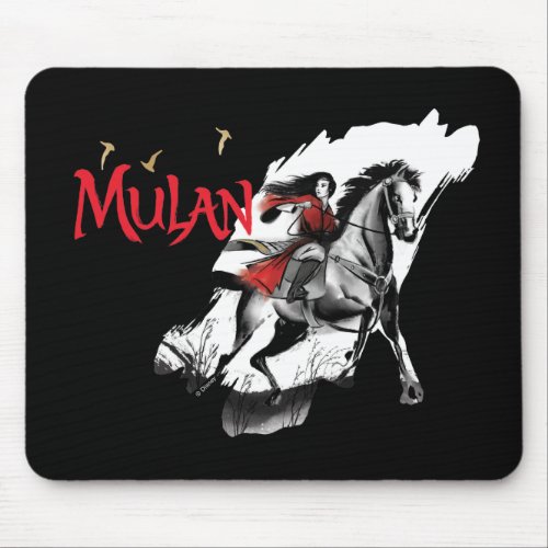 Mulan Riding Black Wind Watercolor Brush Art Mouse Pad