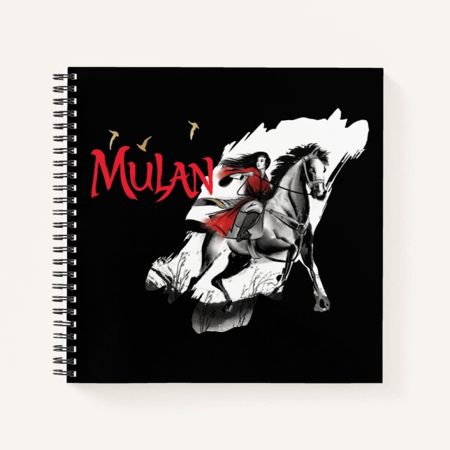 Mulan Riding Black Wind Watercolor Brush Art Notebook (Front)