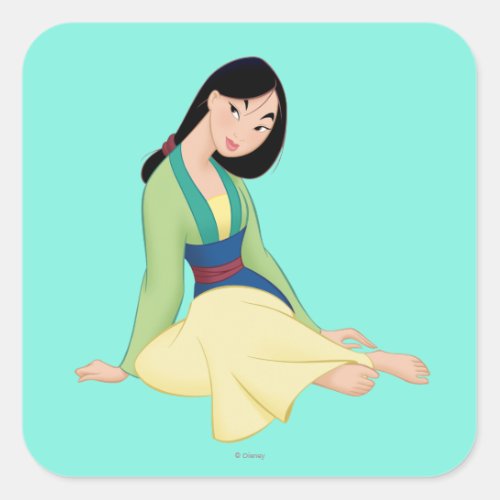 Mulan Sitting Square Sticker