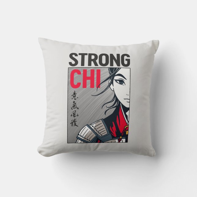Mulan "Strong Chi" Illustration Throw Pillow (Front)