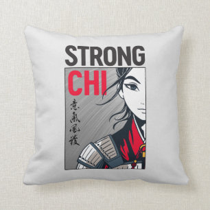 Mulan "Strong Chi" Illustration Throw Pillow