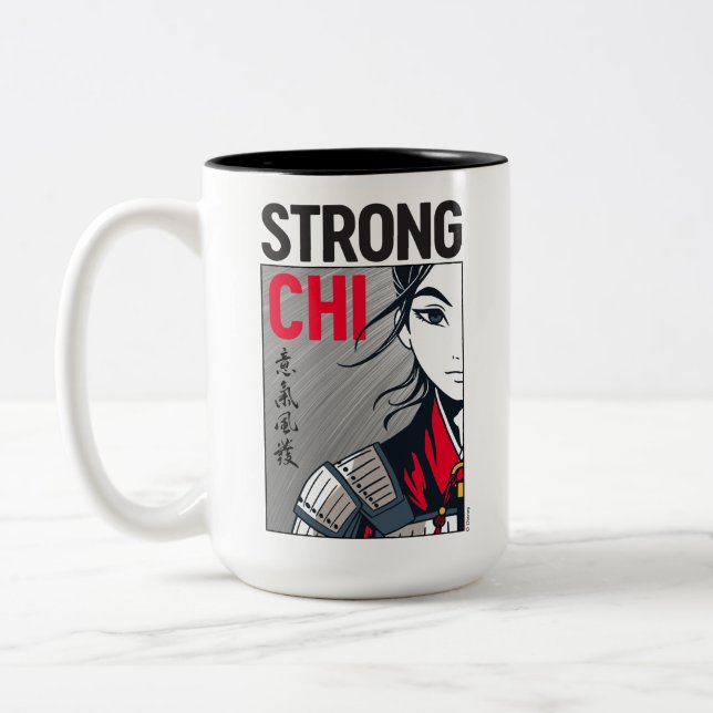 Mulan "Strong Chi" Illustration Two-Tone Coffee Mug (Left)