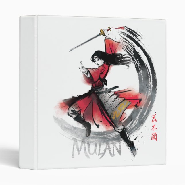 Mulan Sword Art Watercolor 3 Ring Binder (Front/Spine)