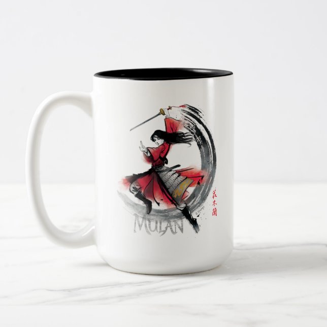 Mulan Sword Art Watercolor Two-Tone Coffee Mug (Left)