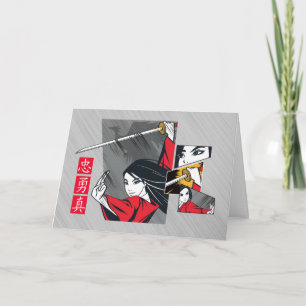 Mulan With Sword Illustrated Panels Card