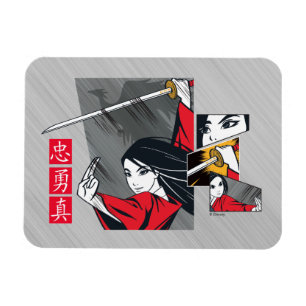 Mulan With Sword Illustrated Panels Magnet