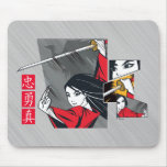 Mulan With Sword Illustrated Panels Mouse Pad