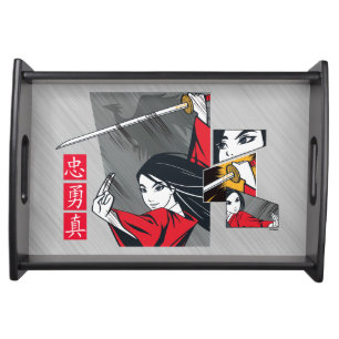 Mulan With Sword Illustrated Panels Serving Tray