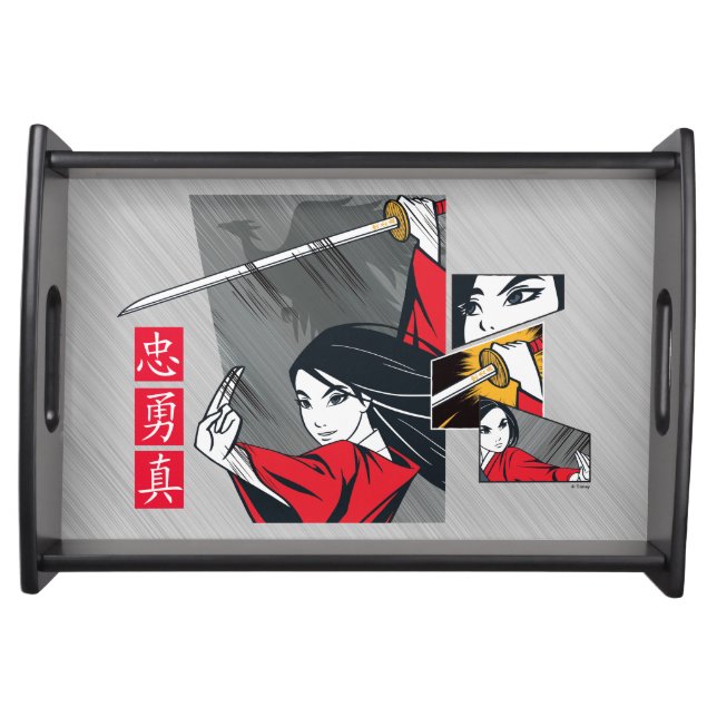 Mulan With Sword Illustrated Panels Serving Tray (Front)