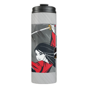 Mulan With Sword Illustrated Panels Thermal Tumbler