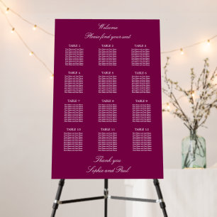 Mulberry 12 Table Wedding Seating Chart Foam Board