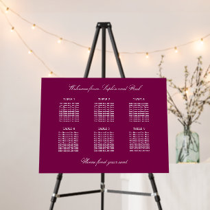 Mulberry 6 Table Wedding Seating Chart Foam Board