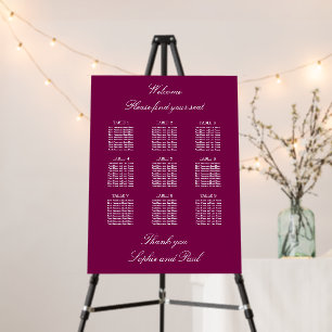 Mulberry 9 Table Wedding Seating Chart Foam Board