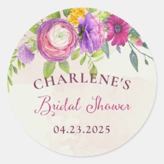 Mulberry and Ivory Dream Bridal Shower Classic Round Sticker