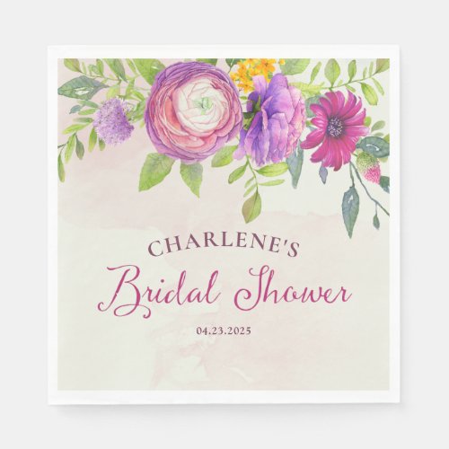 Mulberry and Ivory Dream Bridal Shower Napkins