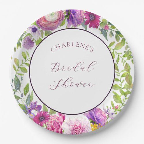 Mulberry and Ivory Dream Bridal Shower Paper Plates