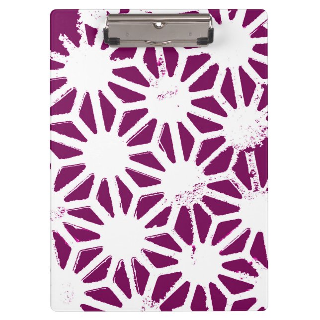 Mulberry and white geometric pattern clipboard (Front)