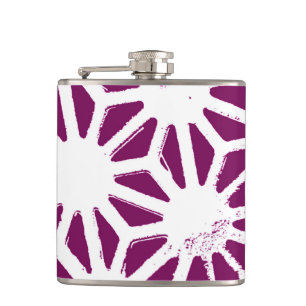Mulberry and white geometric pattern flask