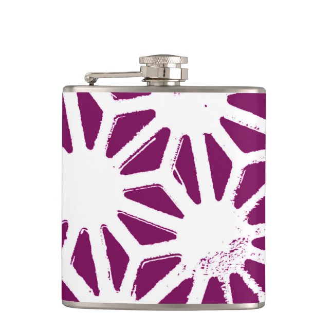 Mulberry and white geometric pattern flask (Front)