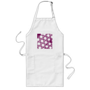 Mulberry and white geometric pattern long apron