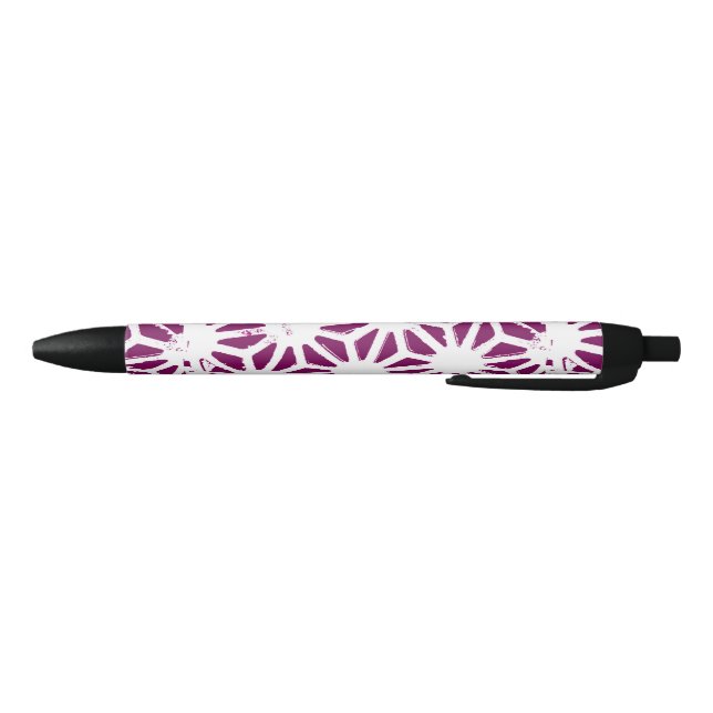 Mulberry and white geometric pattern pen (Bottom)