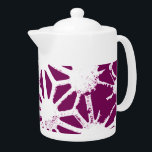 Mulberry and white geometric pattern teapot<br><div class="desc">Mulberry and white geometric pattern</div>