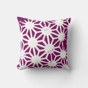 Mulberry and white geometric pattern throw pillow