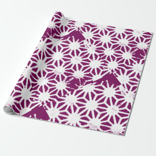 Mulberry and white geometric pattern wrapping paper