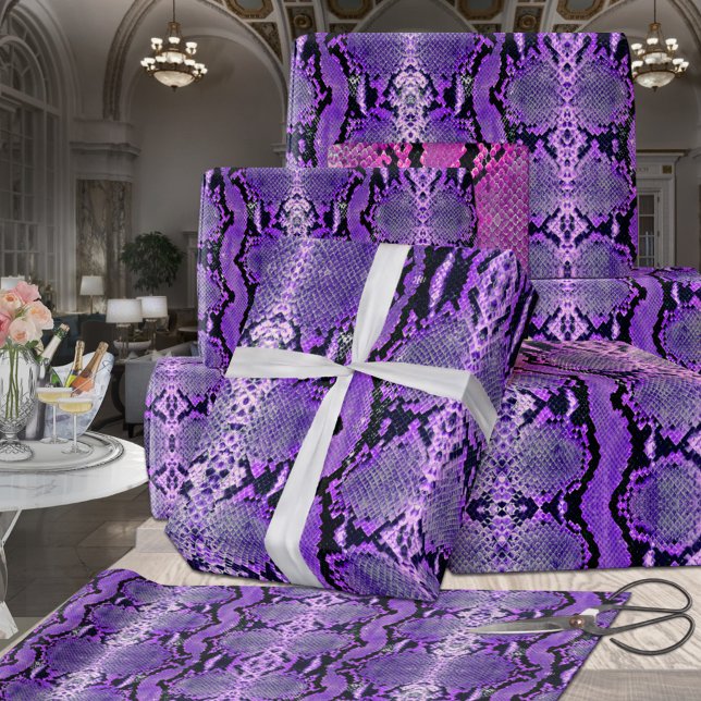 Mulberry Blue Purple Boa Constrictor Snakeskin Wrapping Paper (Creator Uploaded)
