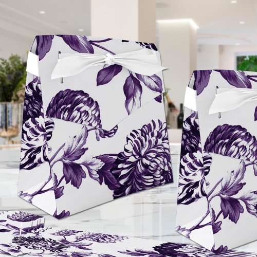 Mulberry Blue Purple Botanical Floral Toile No 2 Favor Boxes