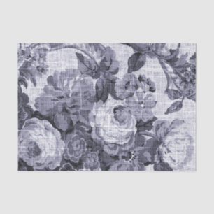 Mulberry Blue Purple Vintage Floral Toile No.5 Tissue Paper