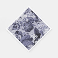 Mulberry Blue Vintage Floral Toile Fabric No.1