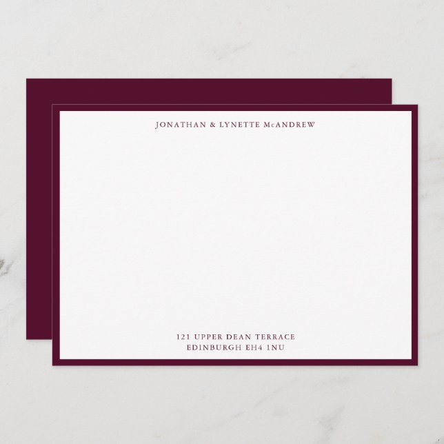 Mulberry Classic Border Flat Note Card (Front/Back)