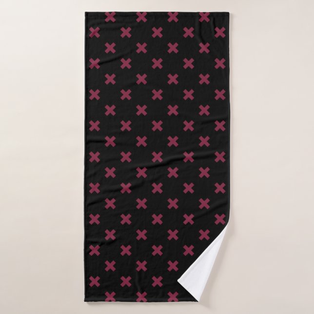 Mulberry cross stitches on black bath towel (Bath Towel)